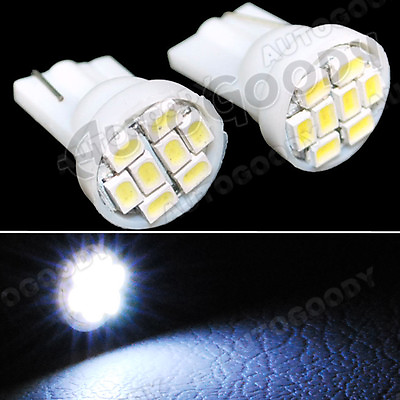#ad 2x WHITE LED Bulbs T10 Side Marker License Plate Lights $10.88