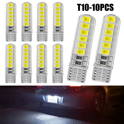 #ad 10pcs W5W T10 Led Bulbs Canbus 168 194 Car Dome Reading Light License Plate Lamp $10.09