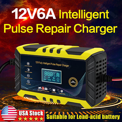 #ad 12V 6A Car Battery Charger Smart Automatic Pulse Repair Trickle Charger AGM GEL $13.59