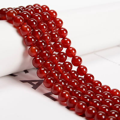 #ad Carnelian Smooth Round Beads 4mm 6mm 8mm 10mm 12mm 15.5quot; Strand $13.94