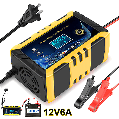 #ad #ad Car Battery Charger 12V 6A Maintainer Auto Trickle RV for Truck Motorcycle ATV $15.98