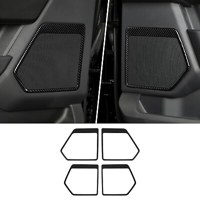 #ad 4x Interior Door Speaker Decor Panel Ring Cover For Ford F150 2021 Carbon Fiber $33.99