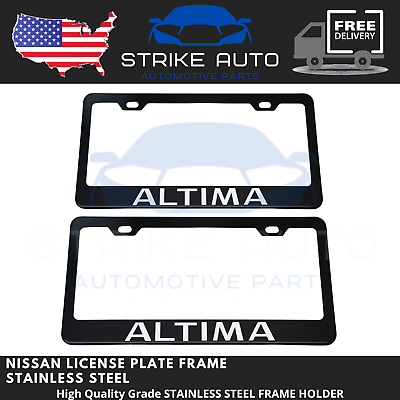 #ad 2x Stainless Steel Black License Plate Frame Holder New For ALTIMA $22.99