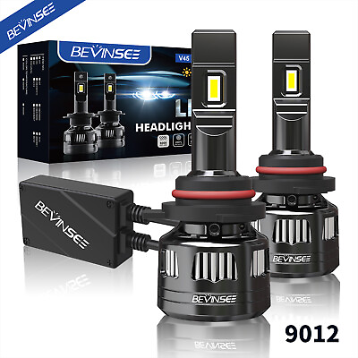#ad BEVINSEE 9012 HIR2 LED Headlight Hi Low Beam Bulbs 120W CSP 30000LM Bright White $44.99