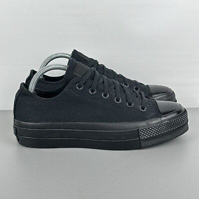 #ad Converse Chuck Taylor All Star Platform Low Triple Black Sneaker Shoe Womens 9.5 $45.00