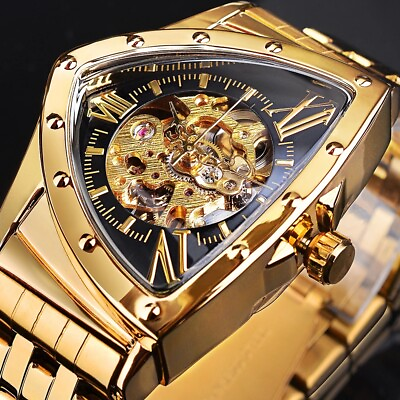 New Triangle Dial Automatic Mechanical Watch Men#x27;s Fashion Hollow Watch GBP 37.35