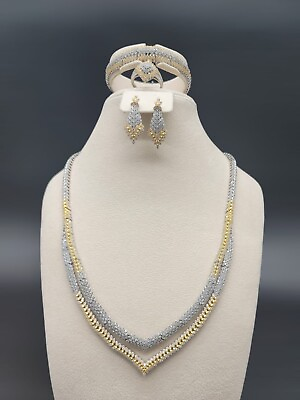 #ad 4pcs set Women Bridal Full Zirconstone Tassel Necklace Earring Jewelry Set Gift $329.99