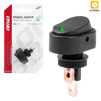 #ad Universal Black Ellipse Switch 12 24V Max 30A ON OFF With Multi Colors Lights X2 $22.70
