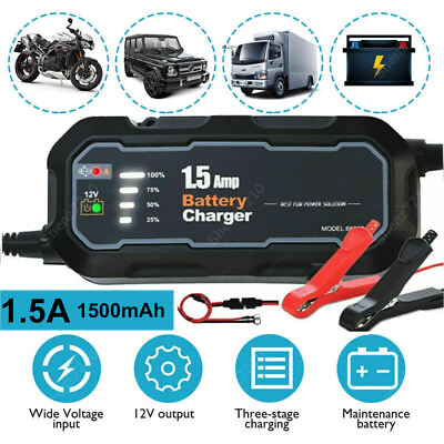#ad #ad 1500mAh Automatic Trickle Maintaine Smart Battery Charger 12V Portable For Car $19.89