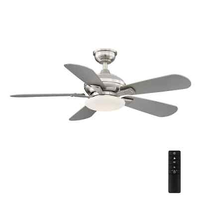 #ad Home Decorators Benson 44 LED Nickel Ceiling Fan with Light and Remote Control $90.06