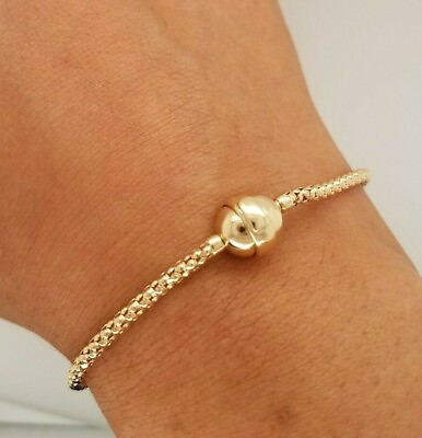 #ad 14K Yellow Gold Flexible Ball Bracelet Hollow Chain 6.5quot; to 8quot; inches 5.9 grams $424.37