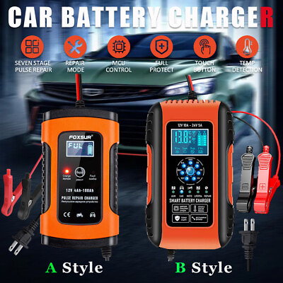 Intelligent Automatic Car Battery Charge 12 24V 10A Pulse Repair Starter AGM GEL $26.99
