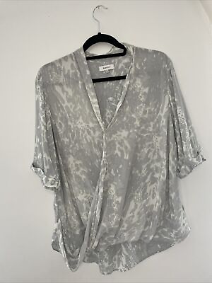 #ad Babaton Gray White wrap blouse size XS $19.94