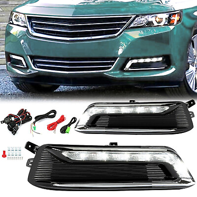 #ad Clear Lens Pair LED DRL Fog Light WiringSwitch Kit For 2014 2020 Chevy Impala $48.00