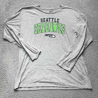 #ad Seattle Seahawks Shirt Mens 2XL XXL Gray Long Sleeve NFL Team Fanatics Logo $16.88