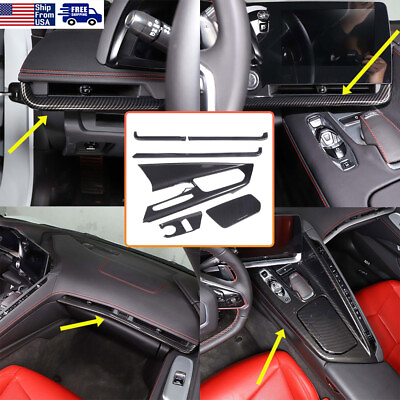 #ad #ad Carbon Fiber ABS Center Console Dashboard Panel Trim Kit For Corvette C8 20 23 $255.73