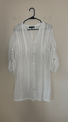 #ad Club Z Collection Women#x27;s Tunic White Swim Cotton Cover Up SIZE: 1X $20.00