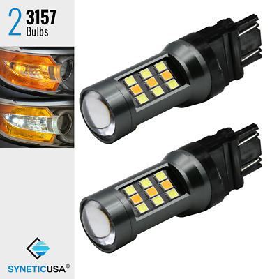#ad Type 1 Dual Color Switchback 33 LED White Yellow 3157 Turn Signal Projector Bulb $12.11