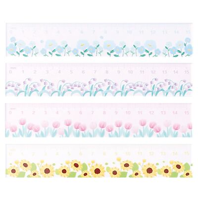 #ad 4 Pcs Cute Rulers Acrylic Ruler 6 Inch Lovey Flower Straight Ruler Small Rule... $14.75
