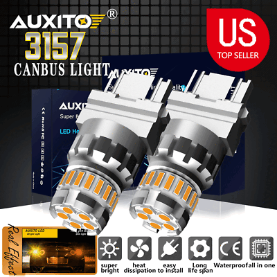 #ad #ad AUXITO 3157 3156 Amber CANBUS LED Turn Signal Parking Light Bulbs Error Free EE $13.59