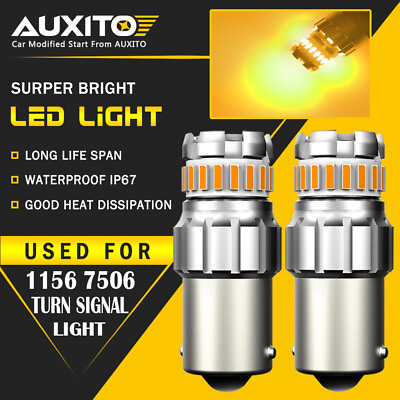 #ad AUXITO 1156 Amber LED Turn Signal Light Bulb Error Free Anti Hyper Flash 2F EOA $14.99