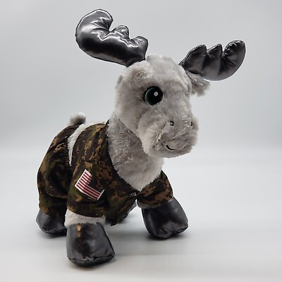 #ad Build A Bear Army Moose Plush USA flag BAB $14.99