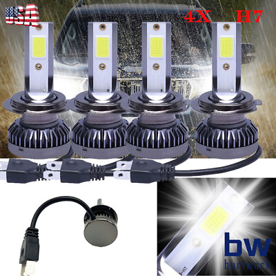#ad 4x H7 LED Headlight Bulbs Kit High Low Beam Super Bright 6500K White 30000LM $14.72
