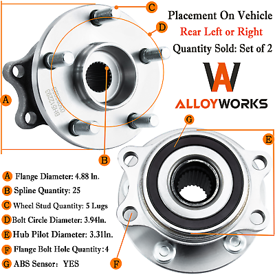 #ad 2Pcs For Subaru Legacy Subaru Outback 2005 2009 Wheel Hub Bearing Assembly Rear $72.99
