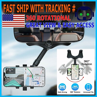 #ad Universal 360° Car Rearview Mirror Mount Stand Holder Cradle For Cell Phone GPS $5.95