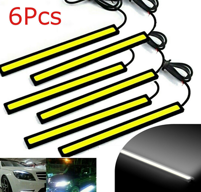 #ad US 6pcs 12v Led Strip Drl Daytime Running Light Fog Cob Car Lamp Driving White $9.99