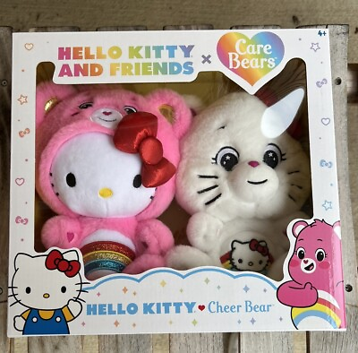 #ad Hello Kitty and Friends x Care Bears Cheer Bear Sealed Box Set 2 Plush *IN HAND* $34.99
