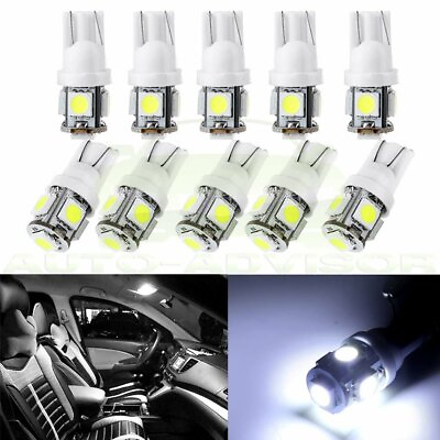 #ad 10x White T10 W5W 194 168 LED Car Instrument Dash Panel Light Bulbs For Ford $9.02