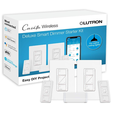 #ad Lutron Caseta Deluxe Smart Dimmer Switch 2 Count Kit with Caseta Smart Hub W $178.99