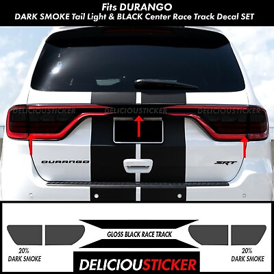 #ad For Durango Smoke Tail Light amp; Black Racetrack Decals Rear Tint Overlays Vinyl $33.99