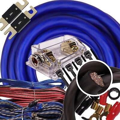 #ad Elite 0 Gauge Amp Kit Amplifier Install Wiring 0 Ga Wire 5000W to 8000W Blue PK2 $56.99