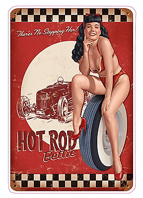 #ad Hot Rod Pin Up Girl Decal $6.99