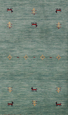 #ad Tribal Handmade Wool Rug Gabbeh Green Carpet 2x4 ft. $95.81