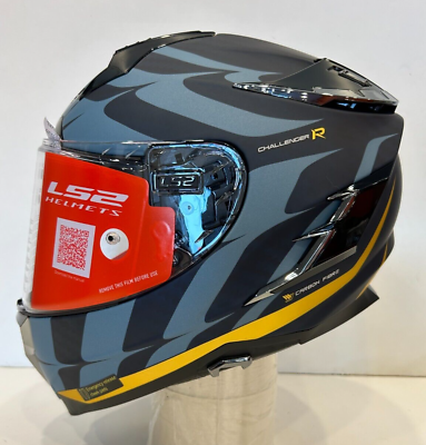 Open Box LS2 Challenger GT Carbon Motorcycle Helmet Blue Carbon Gold Size Large $349.00