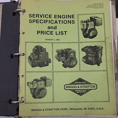 #ad Briggs amp; Stratton Service Engine Specifications And Price List 1970s 1980 $29.95