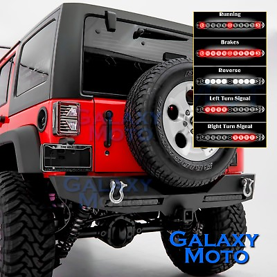 #ad Black Rear BumperTWIN RED lens LED Tail Light for 07 18 Jeep JK Wrangler $432.84