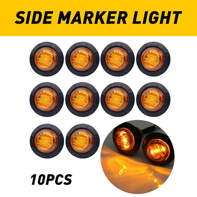 #ad Marker Lights 3 4quot; LED Truck Trailer Round Clearance Side Light Amber Red $12.99
