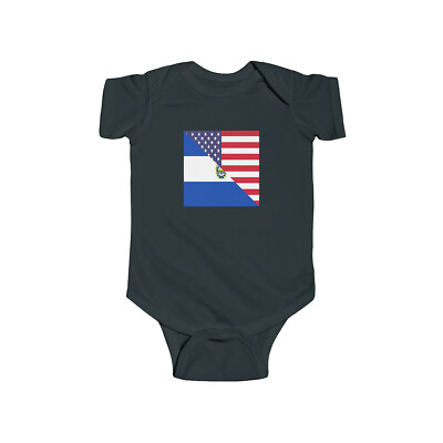 #ad El Salvadorian American Flag Baby Bodysuit Unisex El Salvador Newborn Boy Girl $22.99