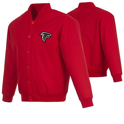 #ad NFL Atlanta Falcons Unisex Red Wool Full Snap Letterman Baseball Varsity Jacket $99.00