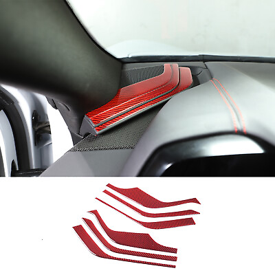 Red Carbon Fiber Dashboard Side Panel Trim sticker Fit For Corvette C8 2020 2023 $50.99