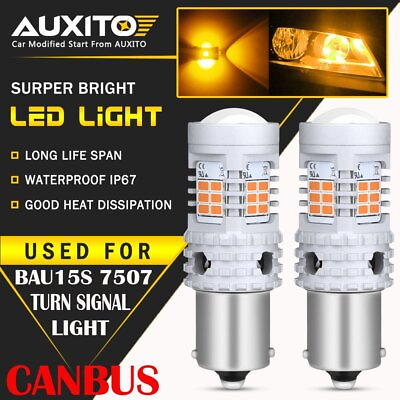 #ad 2X BAU15S 7507 LED Turn Signal Light Amber Canbus No Hyper Flash Error Free EOA $18.99
