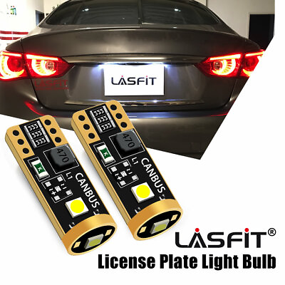 #ad Lasfit Canbus LED License Plate Light Bulbs 168 194 T10 White 6000K 2x Bulb Lamp $9.99