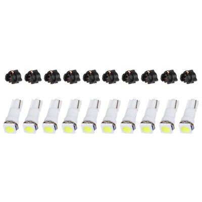 #ad 10x T5 White 5050 1SMD LED Twist Socket Wedge Dashboard Gauge Lamp Bulbs Light $8.33