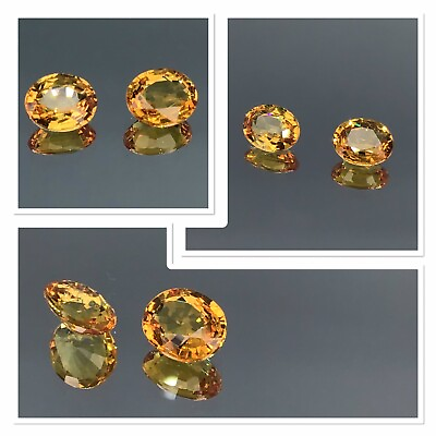 #ad Natural Sapphire Pair Vivid Yellow Oval Cut Gemstone 1.35 Carat VVs X 2 Gems AU $280.00