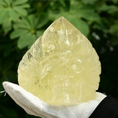 #ad 2KG Natural Citrine Carved Skull Reiki Crystal Skull Crystal Decor Mineral Gift $740.46