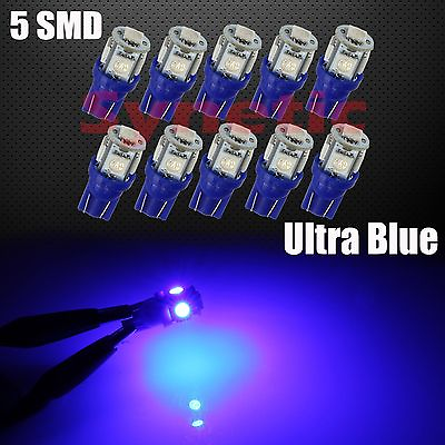 #ad 10x T10 906 917 921 5050 SMD Chip 5 LED Blue Interior License Plate Lights Bulbs $7.00